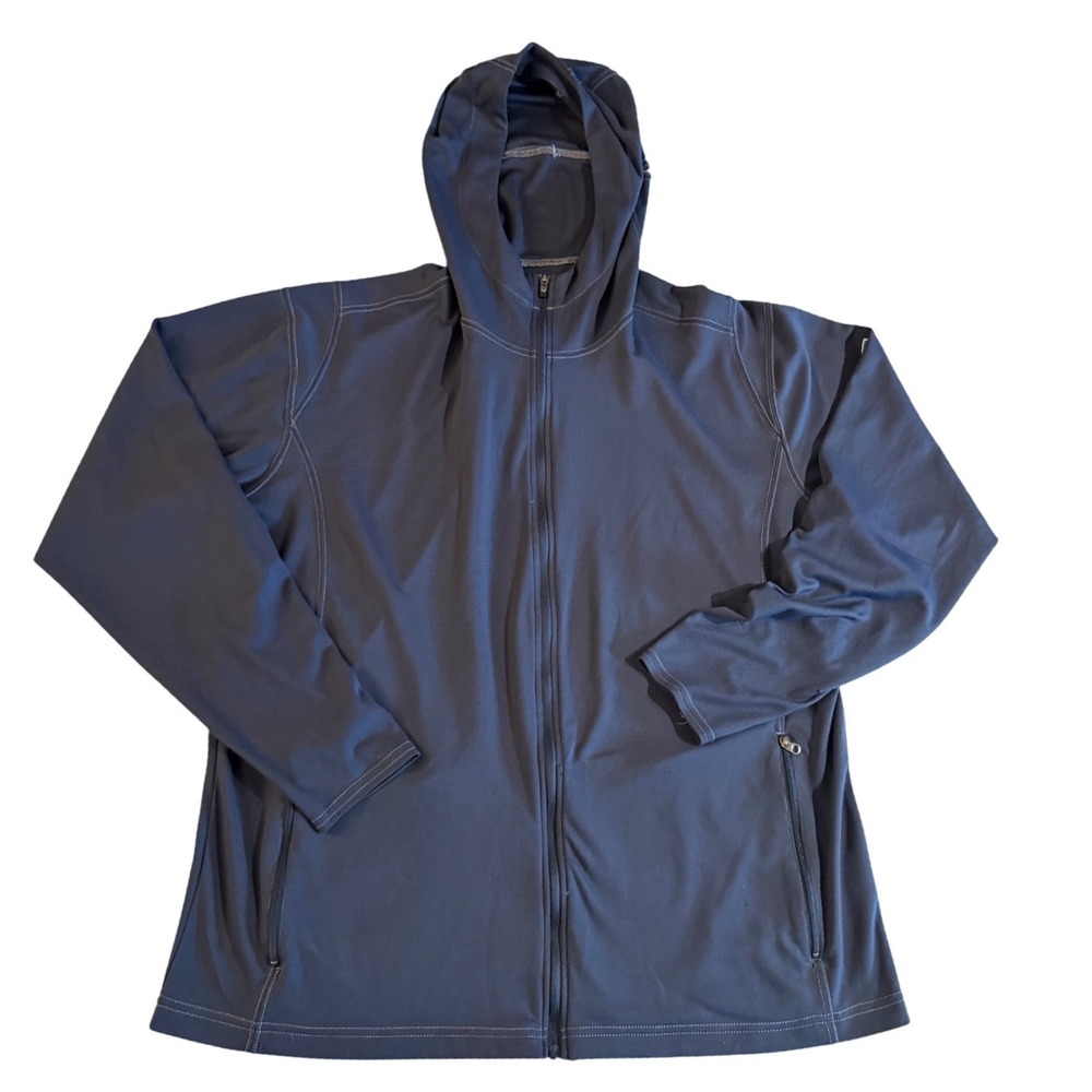 Kuhl Mens XL Charcoal Gray Full Zip Coffeena Performance Hoodie Thumbholes
